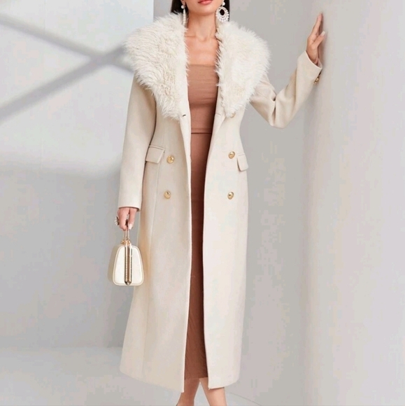 Borg Collar Double Breasted Overcoat - Picture 1 of 5